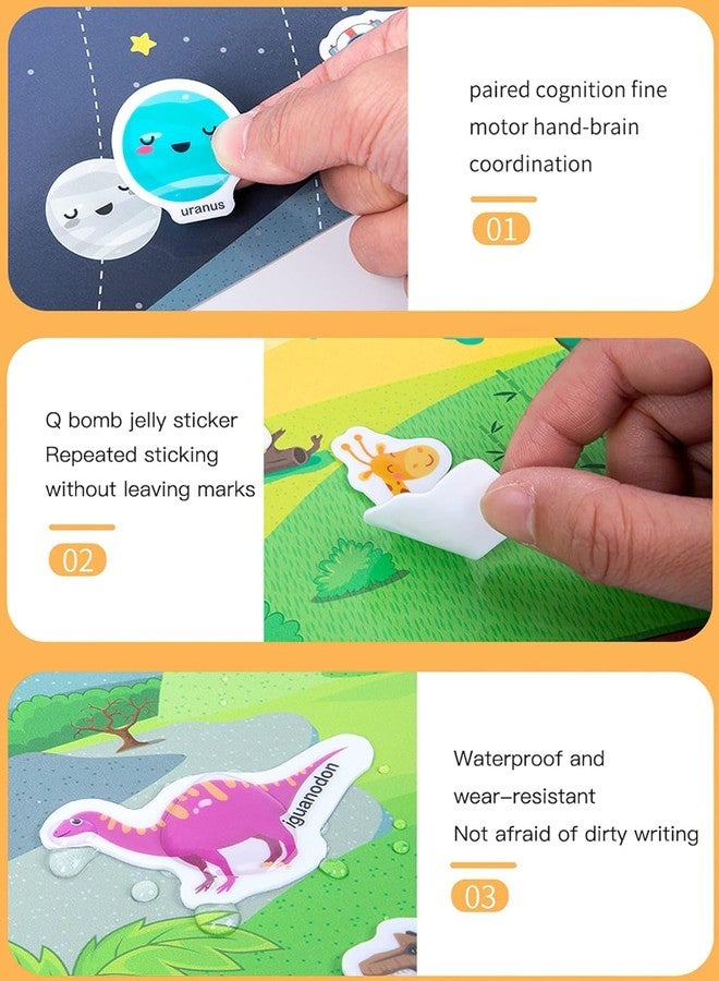 Slipps Portable Jelly Sticker Quiet Book for Kids, Reusable Sticker Book for Toddlers, Preschool Learning Activities, Animal Travel Toys (Dinosaurs) - Image 5